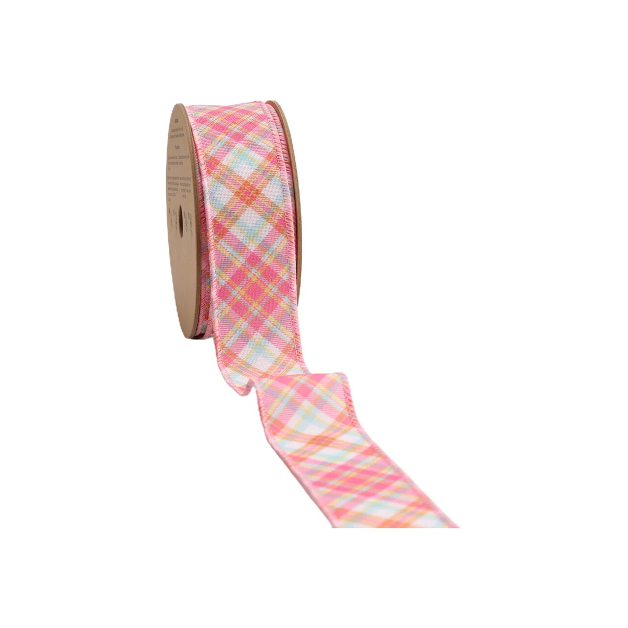 LaRibbons 1 1/2" Wired Ribbon | Pink Bias Plaid | 10 Yard Roll